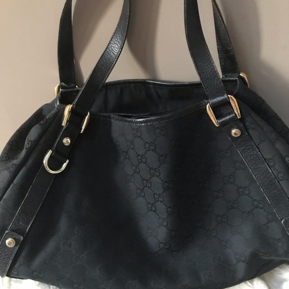 Gucci Abbey Black GG Canvas Shoulder Bag